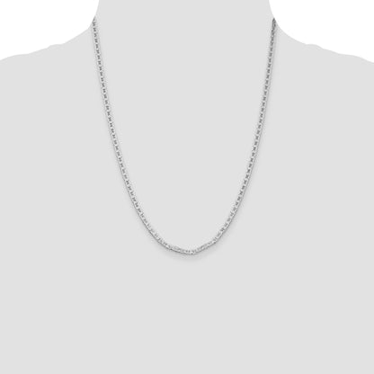 Sterling Silver Rhodium-plated 3mm Flat Anchor Chain