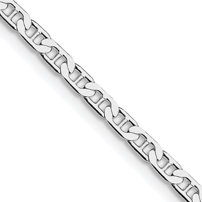 Sterling Silver Rhodium-plated 3mm Flat Anchor Chain