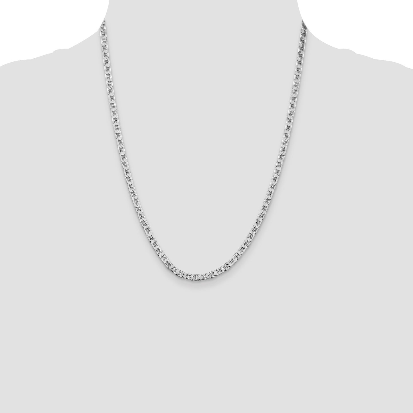 Sterling Silver Rhodium-plated 3.75mm Flat Anchor Chain
