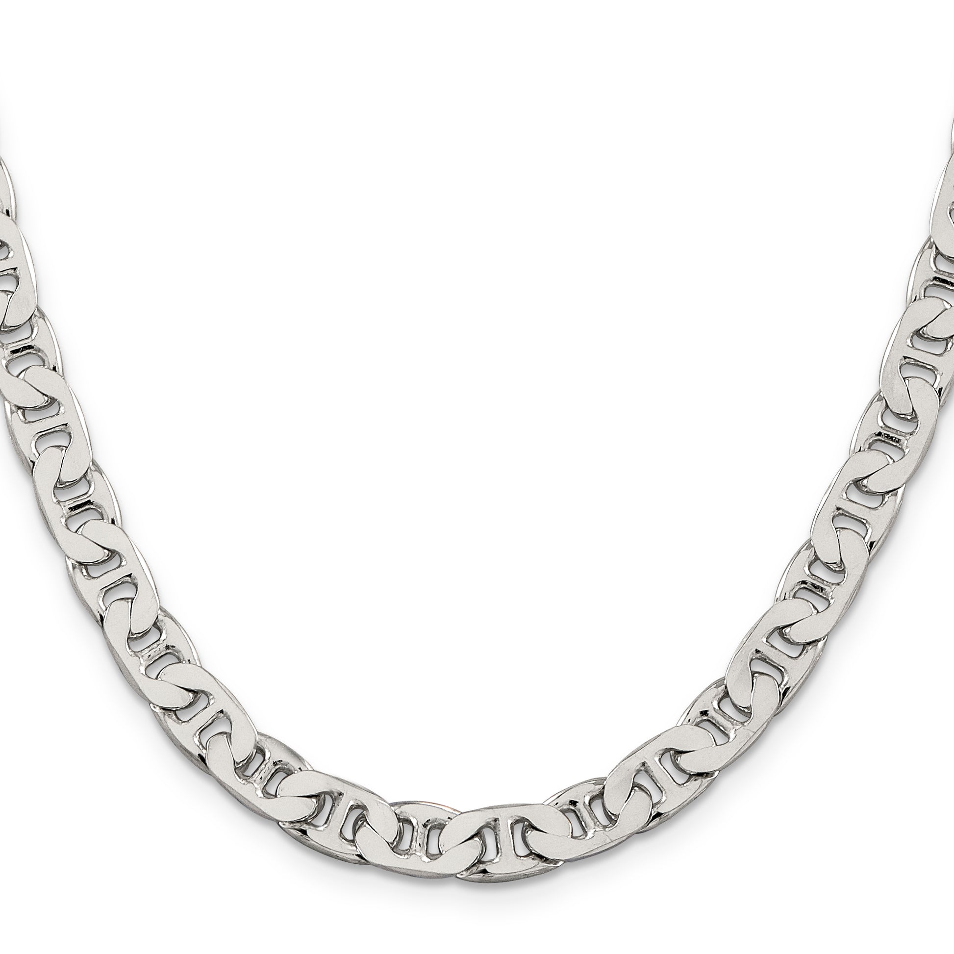Sterling Silver 6.5mm Flat Anchor Chain Necklace