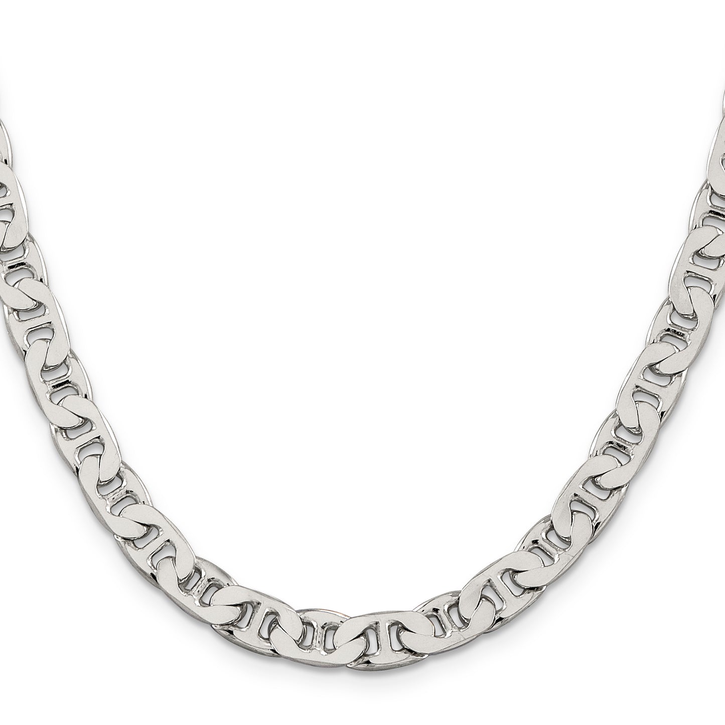Sterling Silver 6.5mm Flat Anchor Chain Necklace