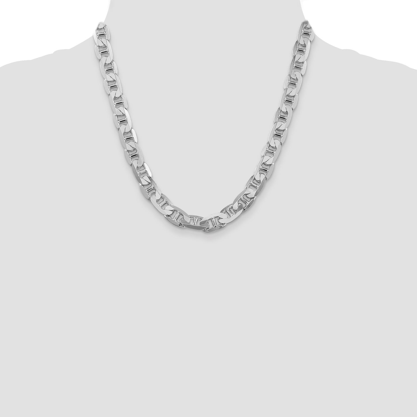 Sterling Silver Rhodium-plated 9.5mm Flat Anchor Chain