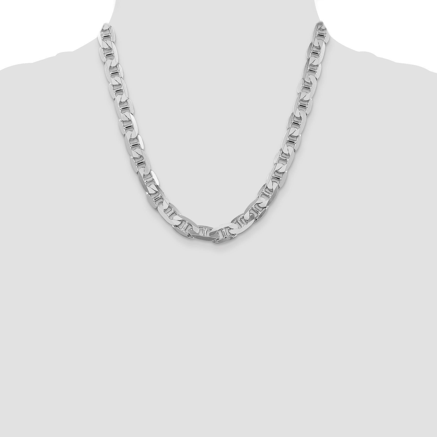 Sterling Silver Rhodium-plated 9.5mm Flat Anchor Chain