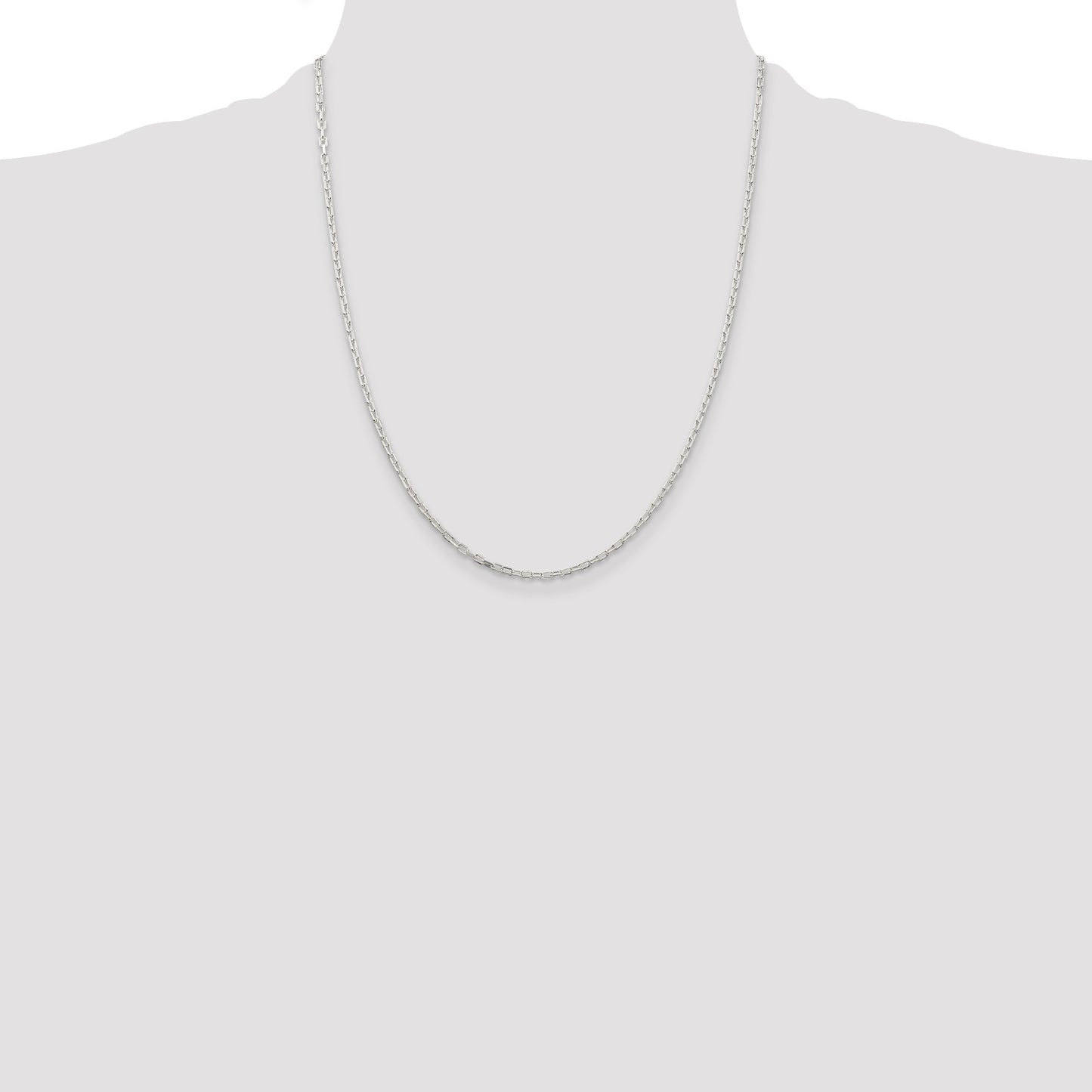 Sterling Silver 2.2mm Diamond-cut Long Link Cable Chain