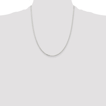 Sterling Silver 2.2mm Diamond-cut Long Link Cable Chain