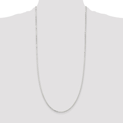 Sterling Silver 2.2mm Diamond-cut Long Link Cable Chain