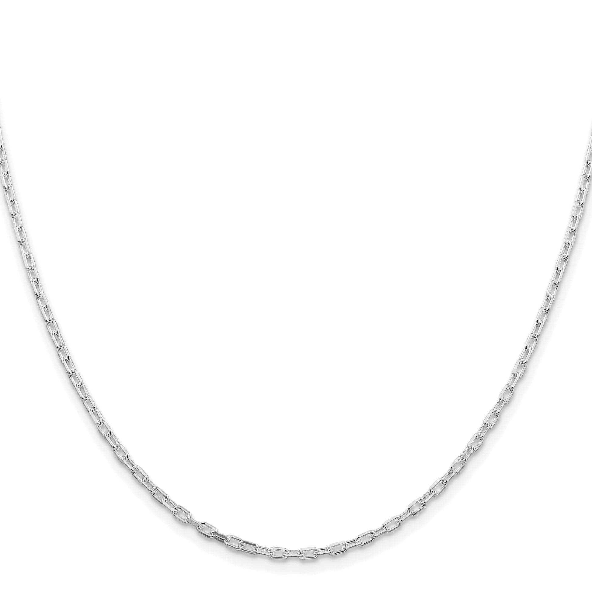 Sterling Silver Rhodium-plated 2.2mm Diamond-cut Long Link Cable Chain