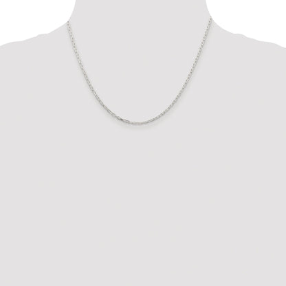 Sterling Silver Rhodium-plated 2.2mm Diamond-cut Long Link Cable Chain