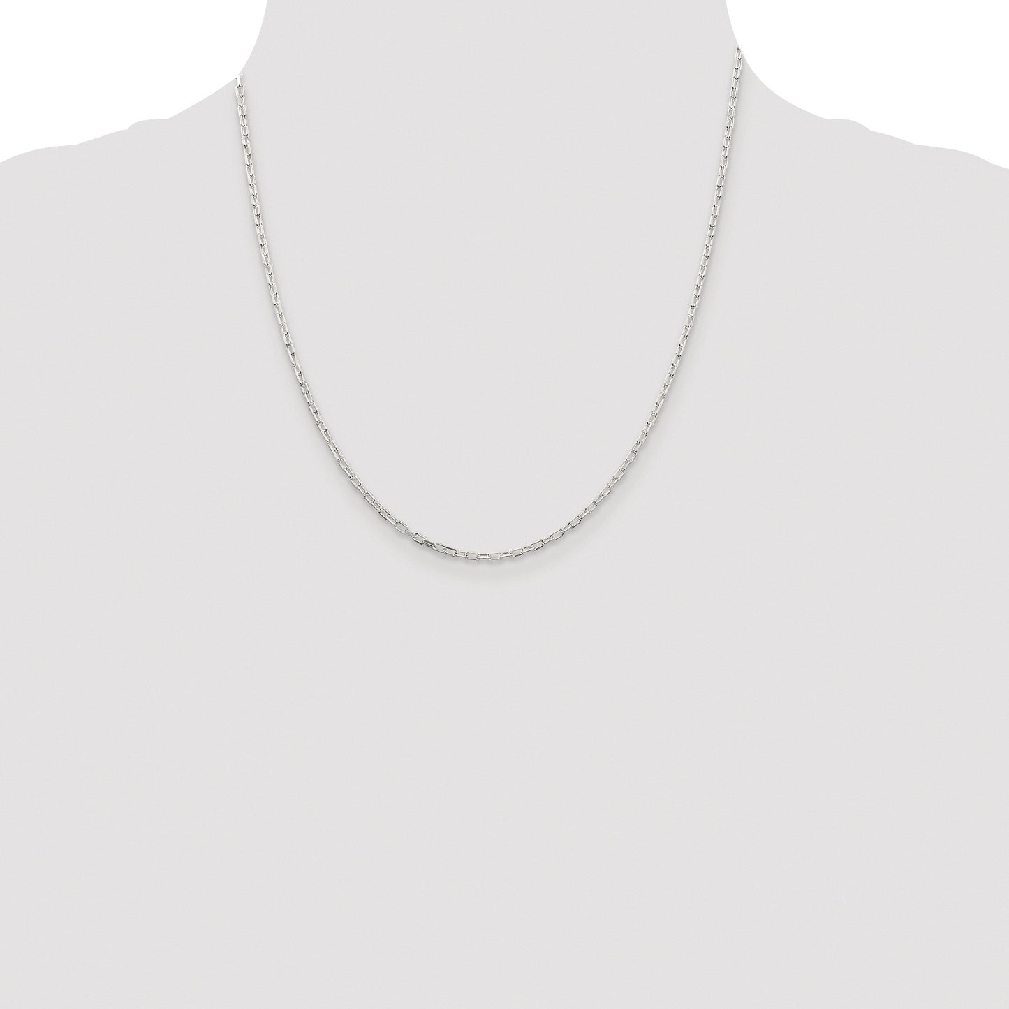 Sterling Silver Rhodium-plated 2.2mm Diamond-cut Long Link Cable Chain
