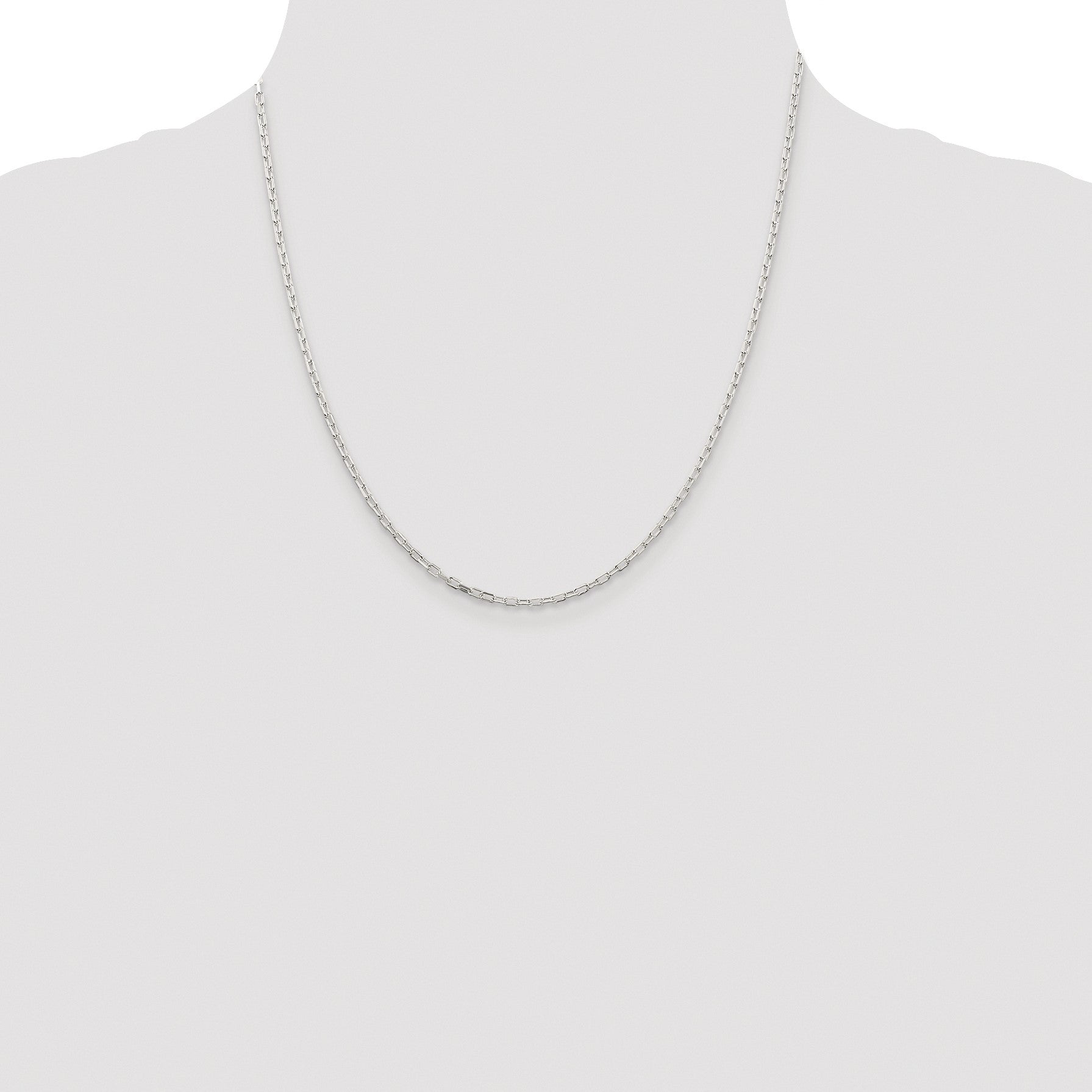 Sterling Silver Rhodium-plated 2.2mm Diamond-cut Long Link Cable Chain