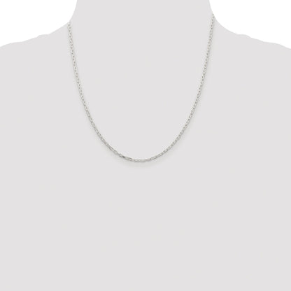 Sterling Silver Rhodium-plated 2.2mm Diamond-cut Long Link Cable Chain