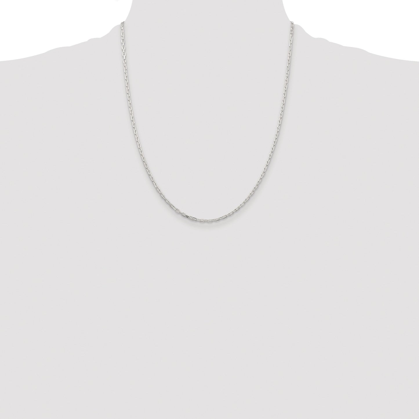 Sterling Silver Rhodium-plated 2.2mm Diamond-cut Long Link Cable Chain
