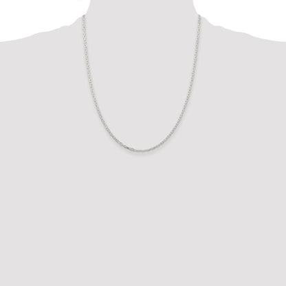 Sterling Silver Rhodium-plated 2.2mm Diamond-cut Long Link Cable Chain