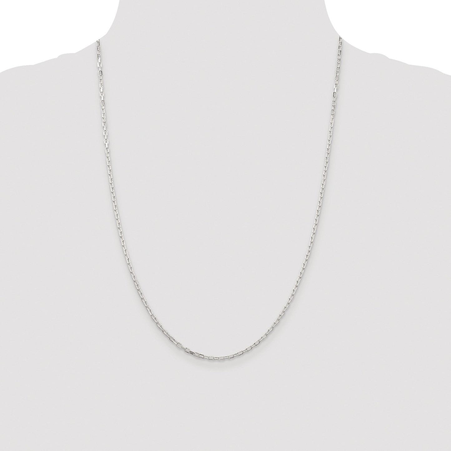 Sterling Silver Rhodium-plated 2.2mm Diamond-cut Long Link Cable Chain
