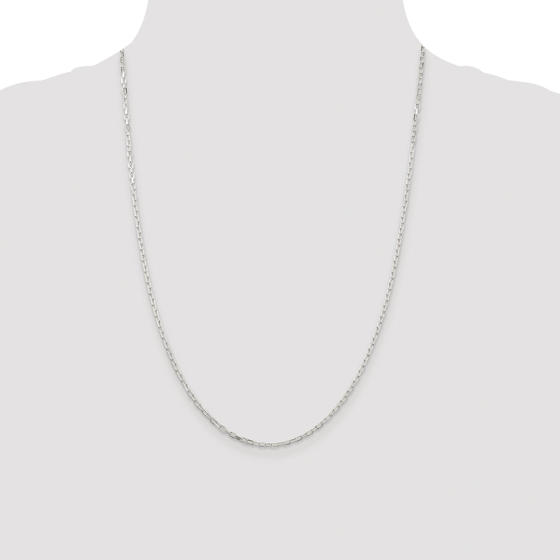 Sterling Silver Rhodium-plated 2.2mm Diamond-cut Long Link Cable Chain