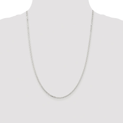 Sterling Silver Rhodium-plated 2.2mm Diamond-cut Long Link Cable Chain