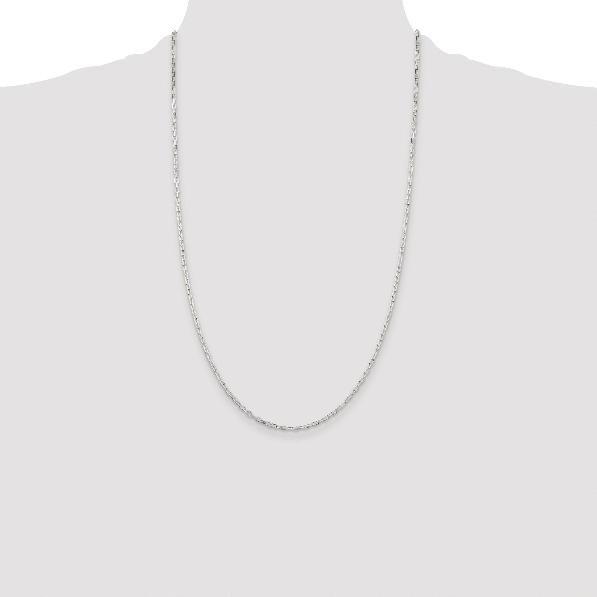 Sterling Silver Rhodium-plated 2.2mm Diamond-cut Long Link Cable Chain