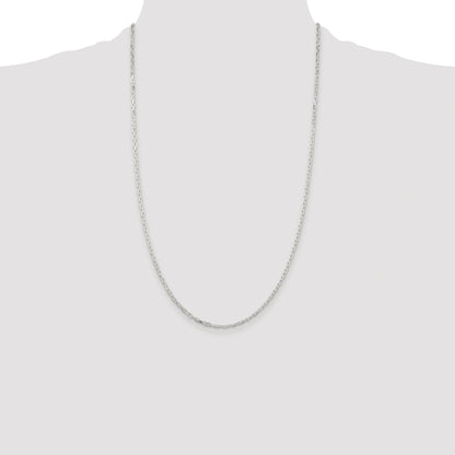 Sterling Silver Rhodium-plated 2.2mm Diamond-cut Long Link Cable Chain