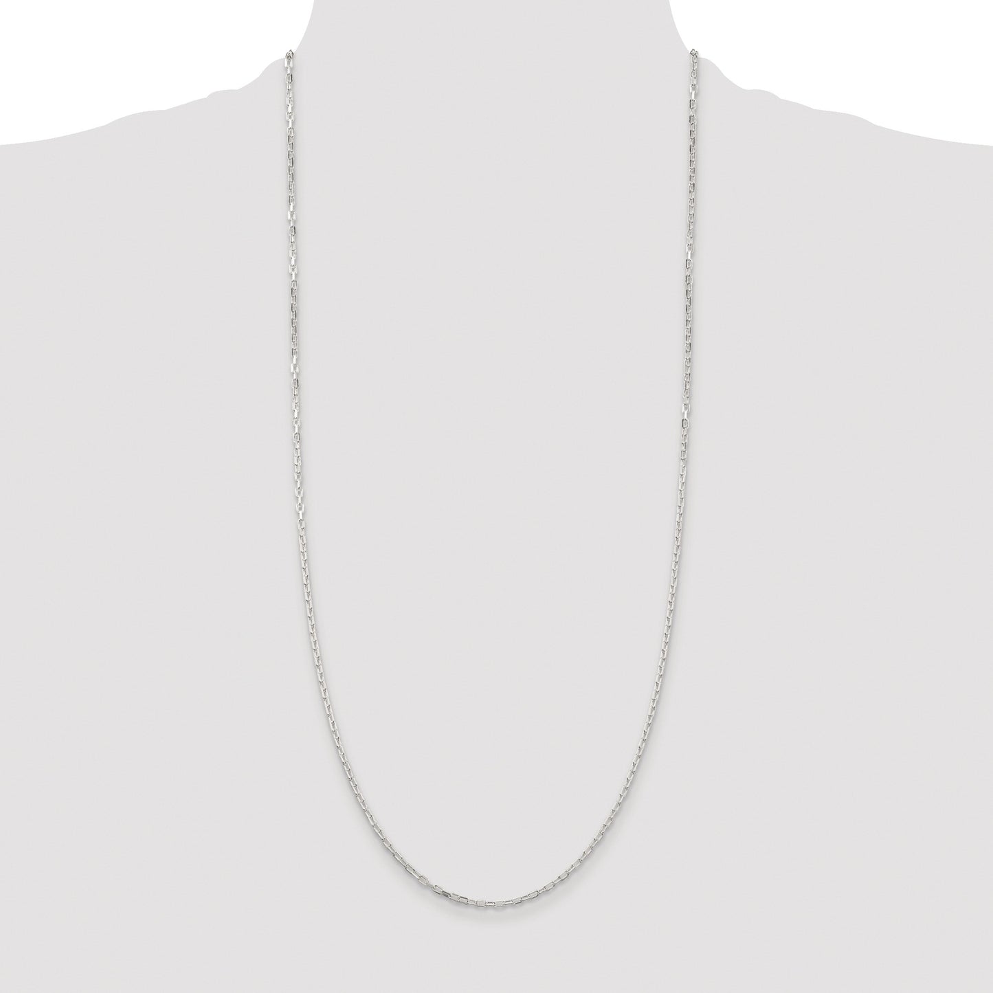 Sterling Silver Rhodium-plated 2.2mm Diamond-cut Long Link Cable Chain