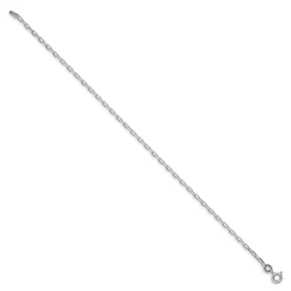 Sterling Silver Rhodium-plated 2.2mm Diamond-cut Long Link Cable Chain