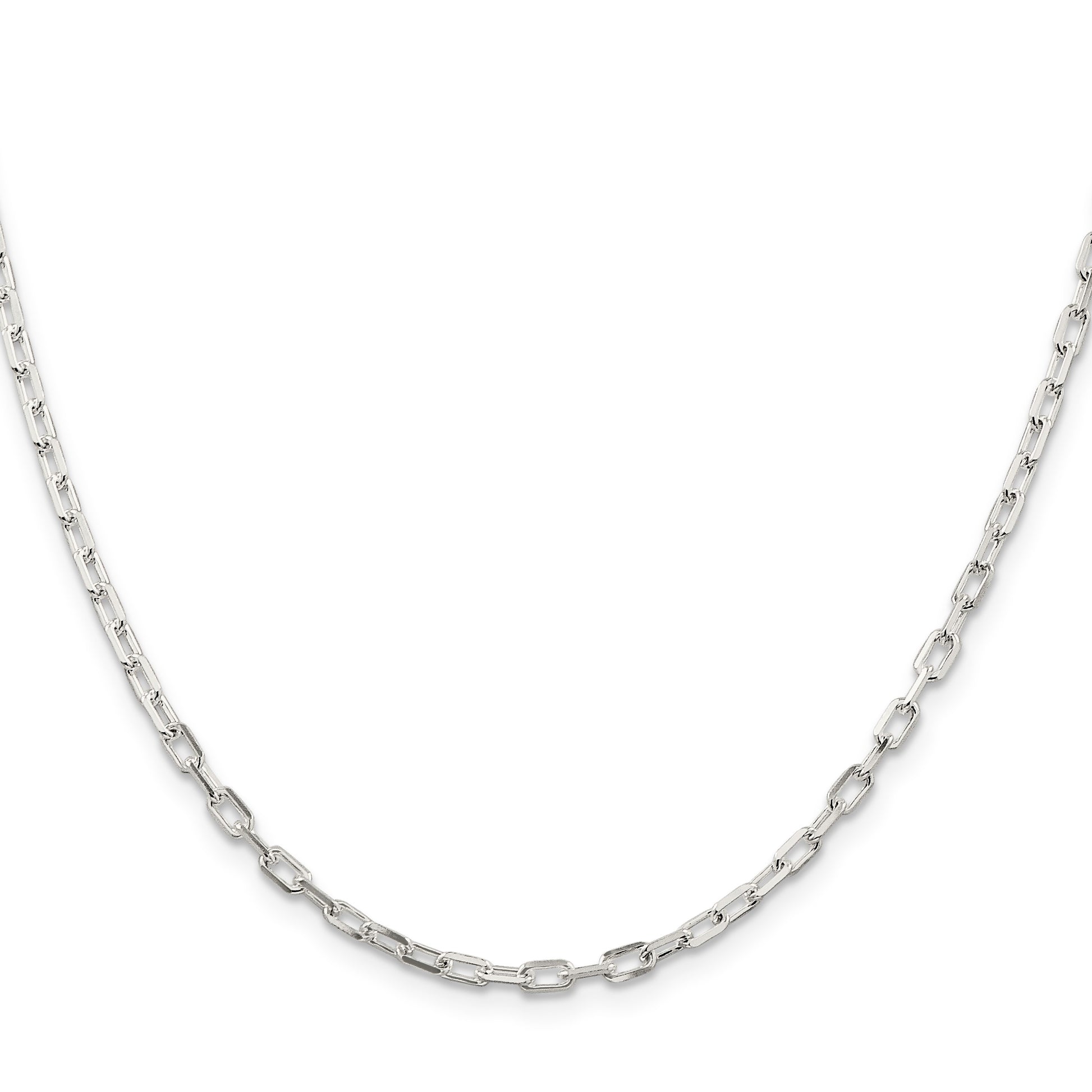 Sterling Silver 2.9mm Diamond-cut Long Link Cable Chain