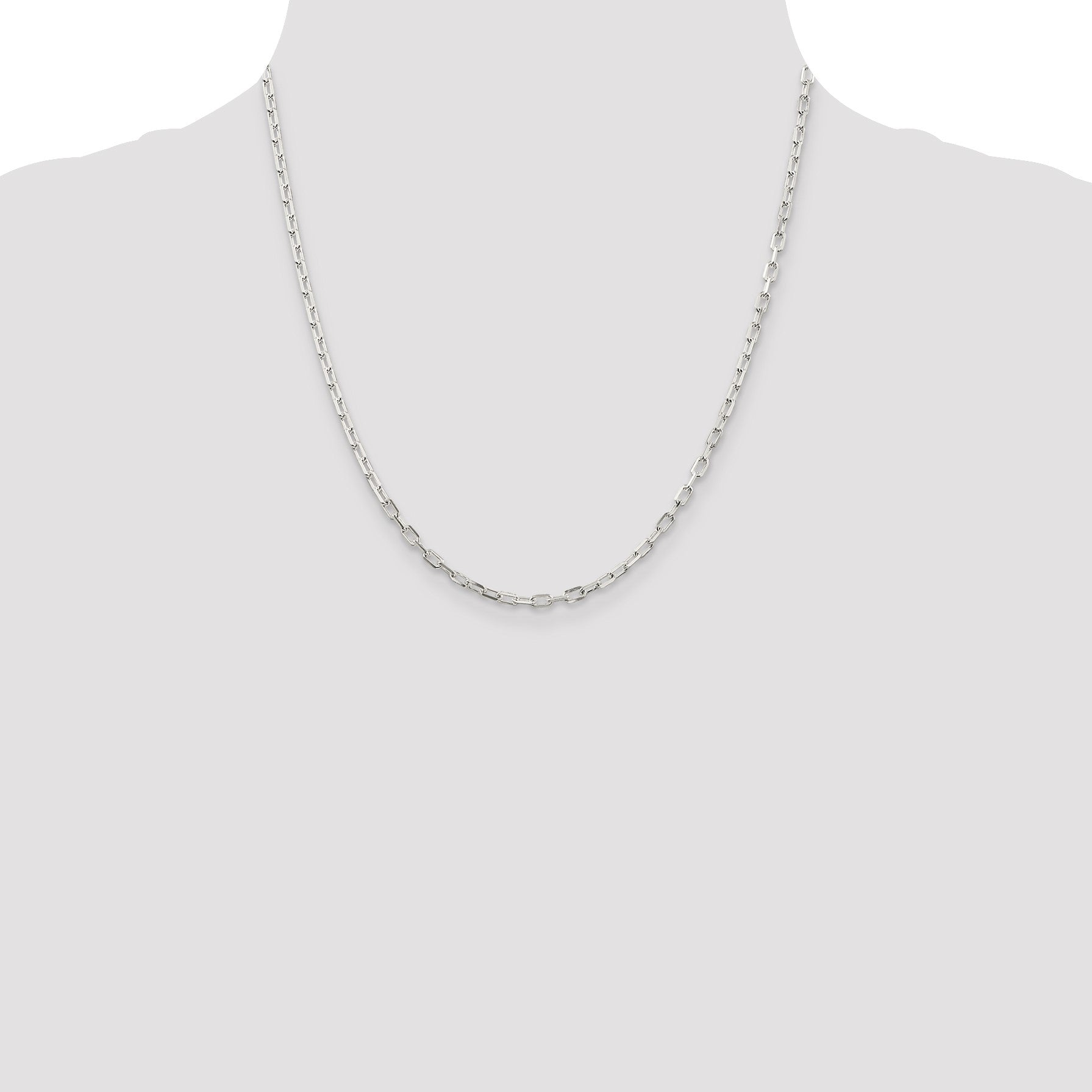 Sterling Silver 2.9mm Diamond-cut Long Link Cable Chain