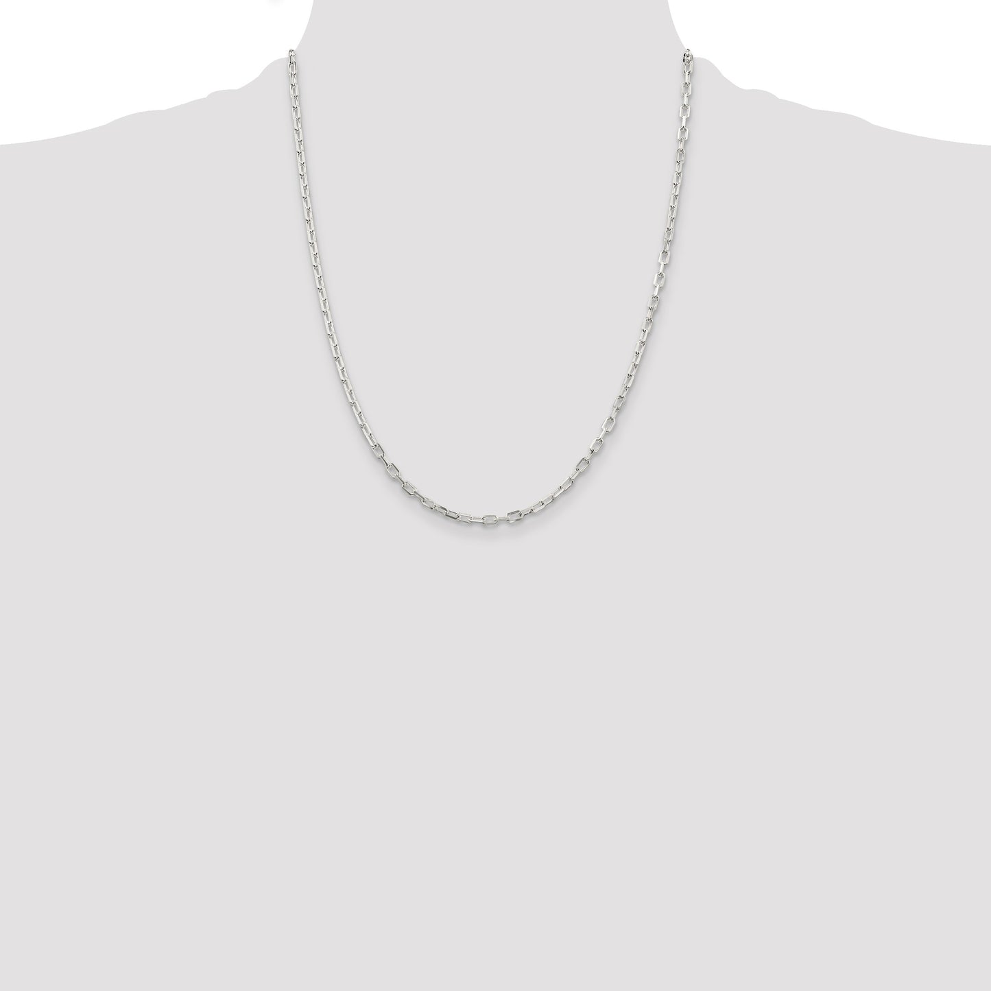 Sterling Silver 2.9mm Diamond-cut Long Link Cable Chain