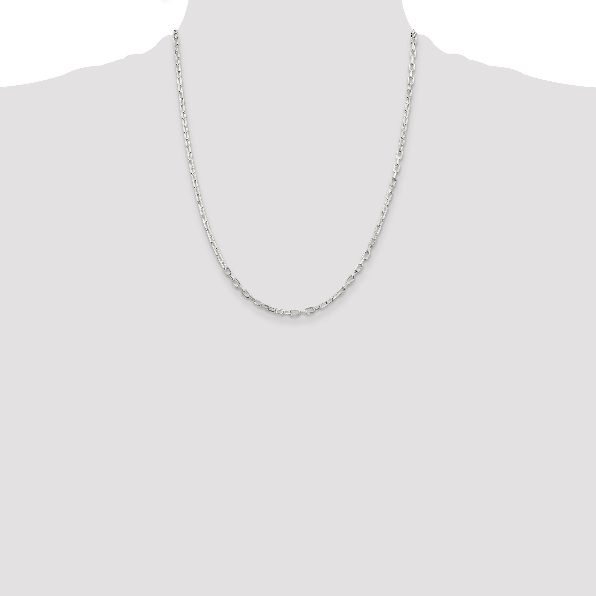 Sterling Silver 2.9mm Diamond-cut Long Link Cable Chain