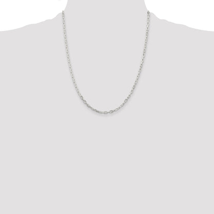Sterling Silver 2.9mm Diamond-cut Long Link Cable Chain