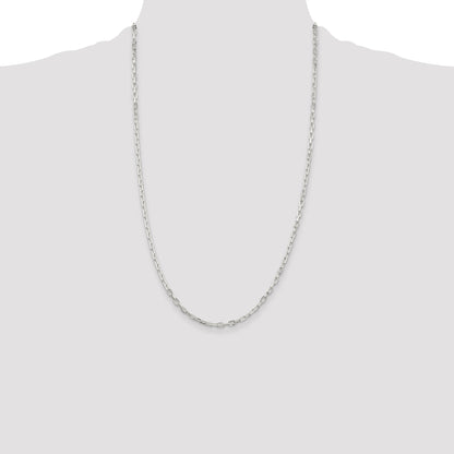 Sterling Silver 2.9mm Diamond-cut Long Link Cable Chain