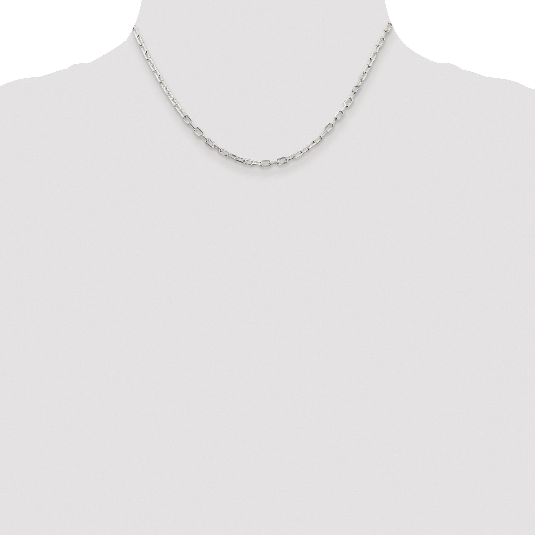 Sterling Silver Rhodium-plated 2.9mm Diamond-cut Long Link Cable Chain