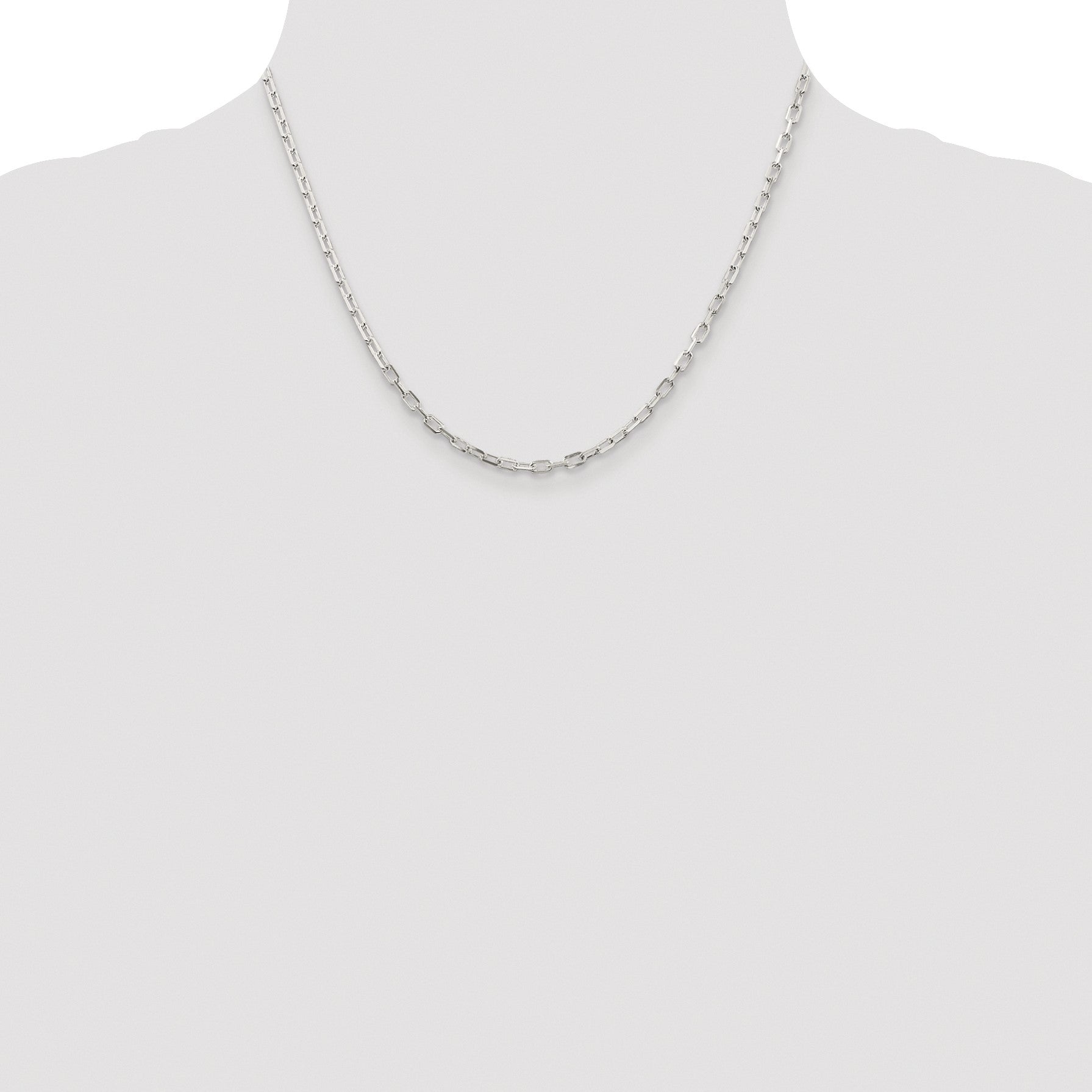 Sterling Silver Rhodium-plated 2.9mm Diamond-cut Long Link Cable Chain