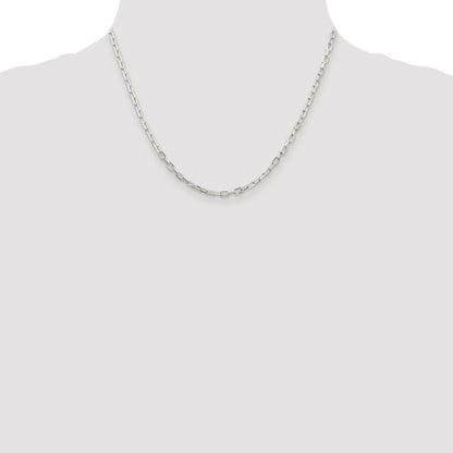 Sterling Silver Rhodium-plated 2.9mm Diamond-cut Long Link Cable Chain