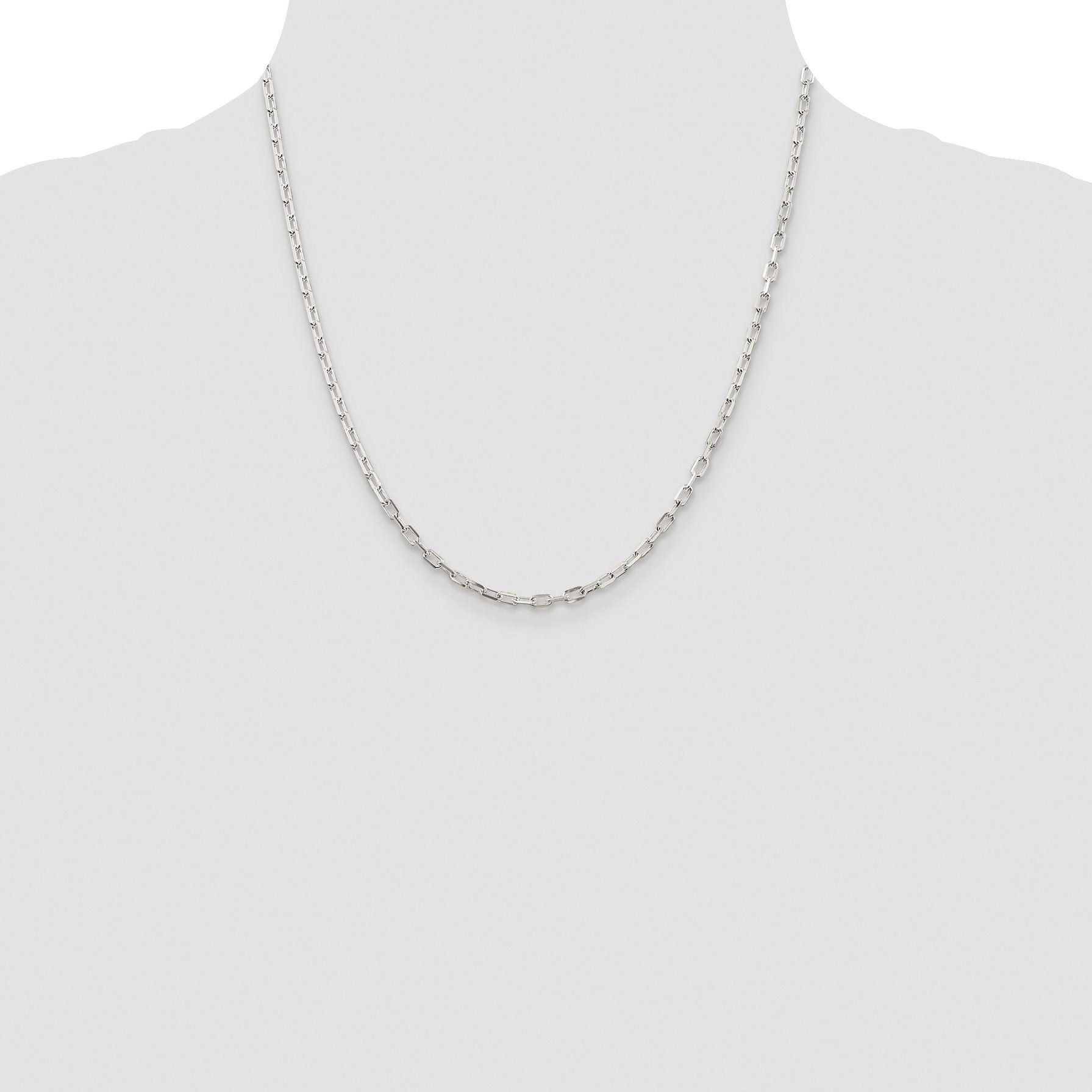 Sterling Silver Rhodium-plated 2.9mm Diamond-cut Long Link Cable Chain