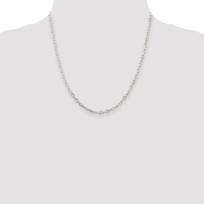 Sterling Silver Rhodium-plated 2.9mm Diamond-cut Long Link Cable Chain