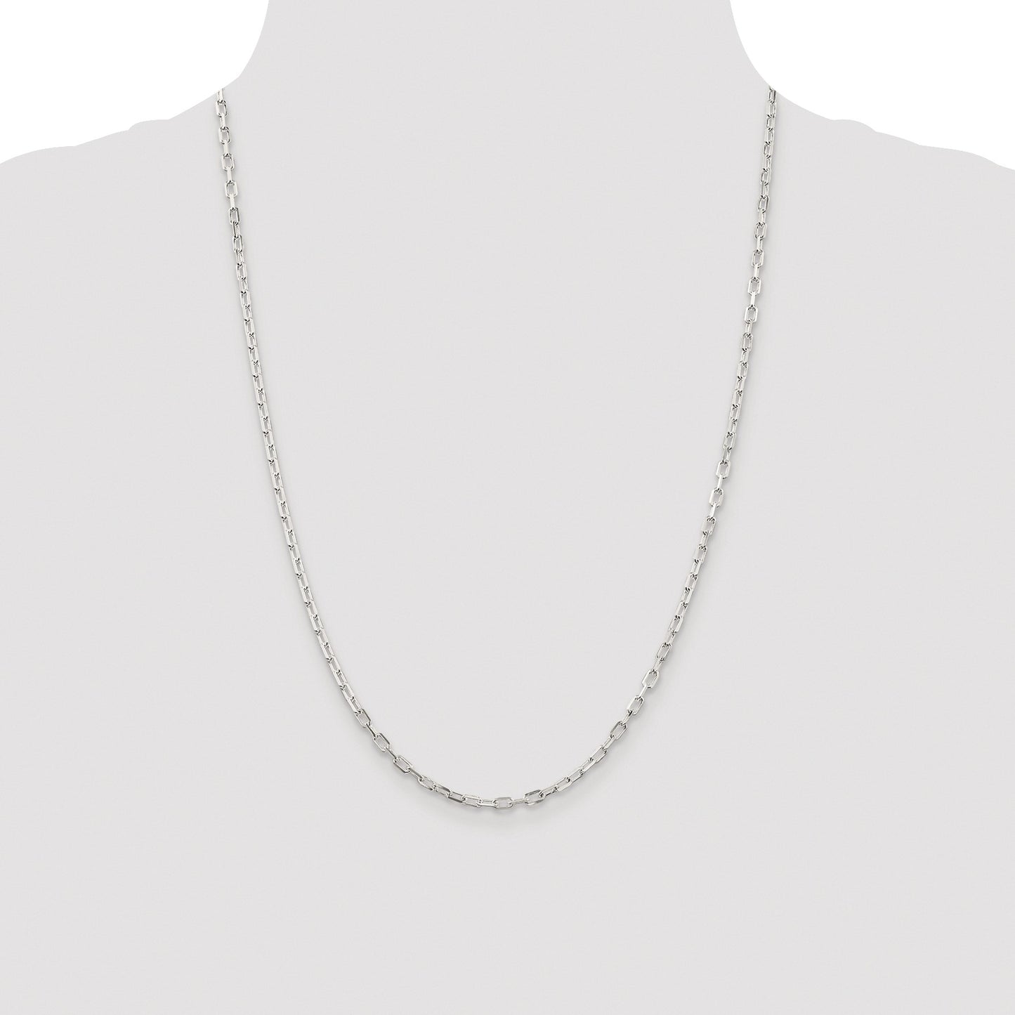 Sterling Silver Rhodium-plated 2.9mm Diamond-cut Long Link Cable Chain
