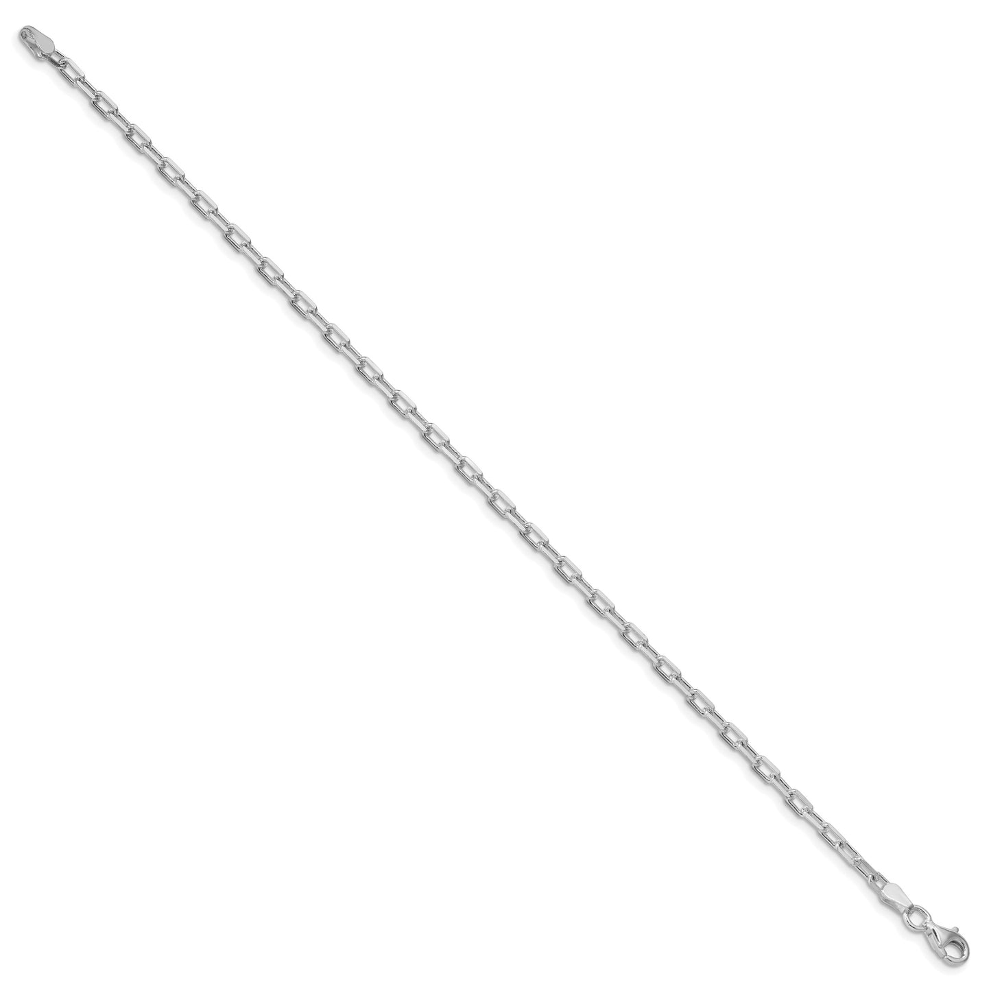 Sterling Silver Rhodium-plated 2.9mm Diamond-cut Long Link Cable Chain