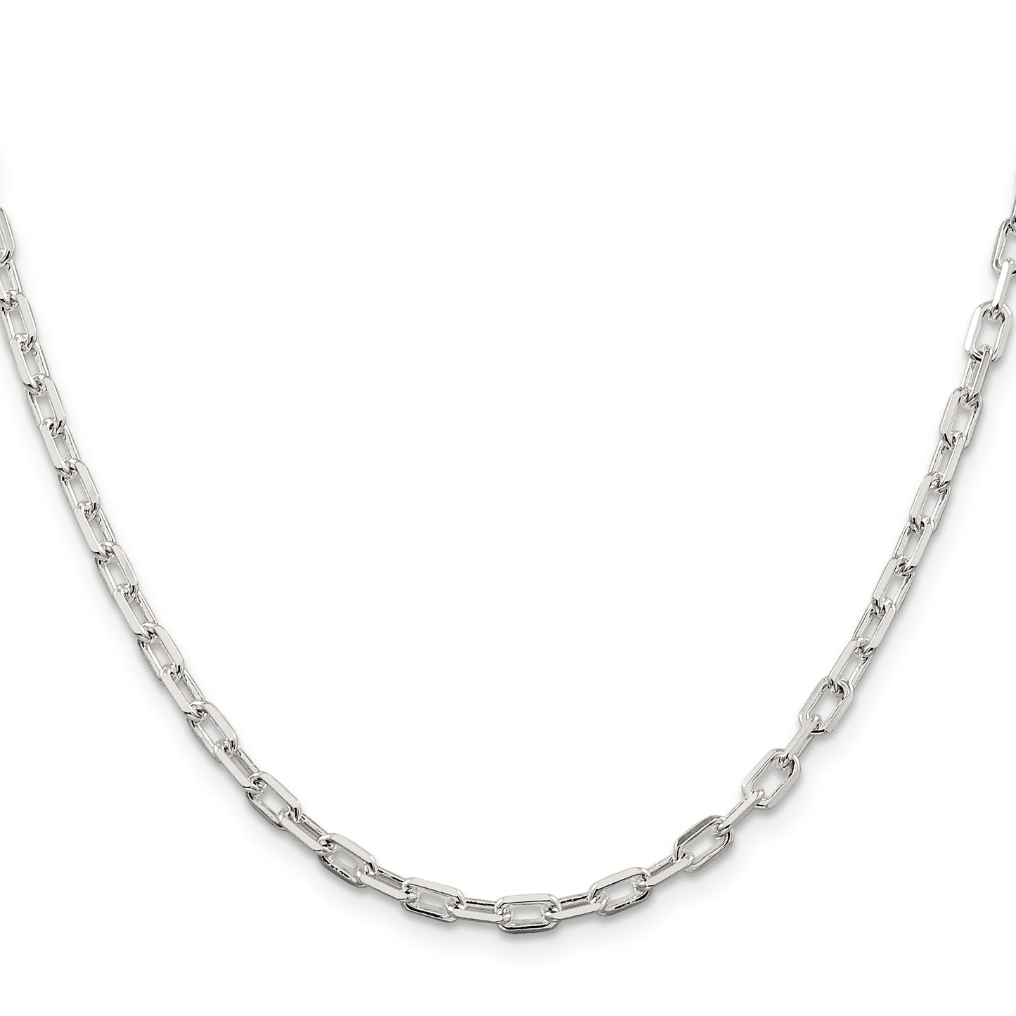 Sterling Silver 3.75mm Diamond-cut Long Link Cable Chain