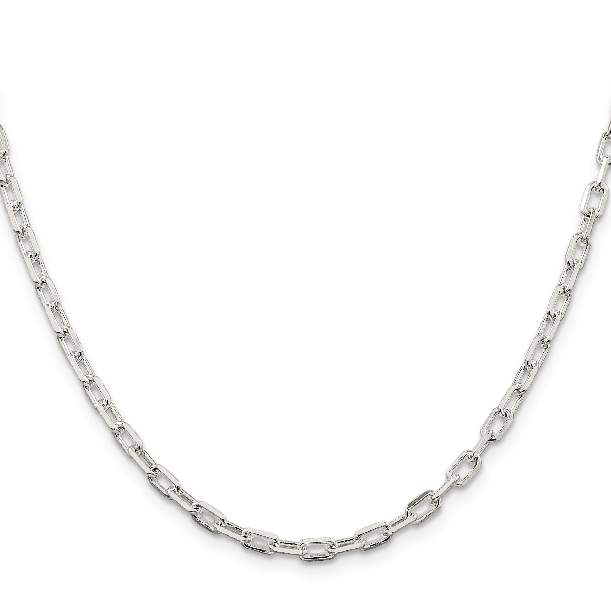 Sterling Silver 3.75mm Diamond-cut Long Link Cable Chain