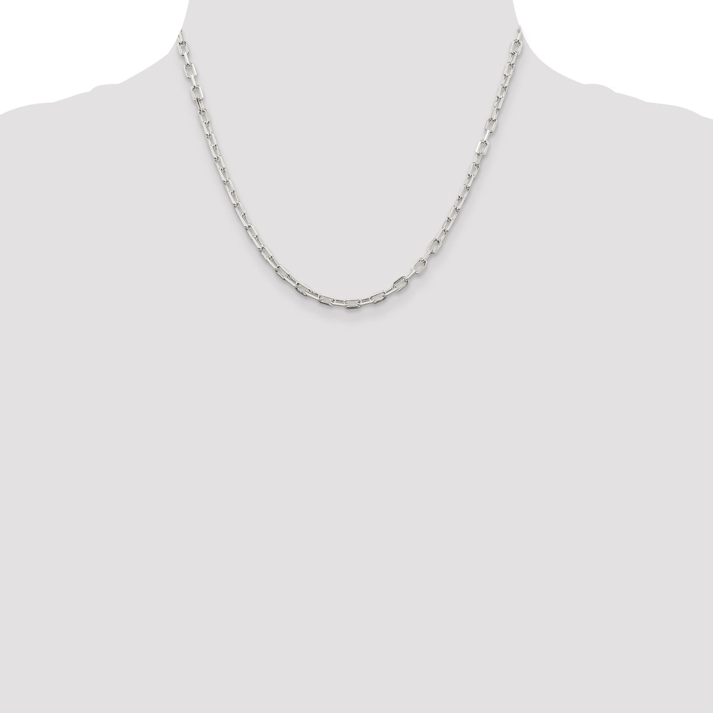 Sterling Silver 3.75mm Diamond-cut Long Link Cable Chain