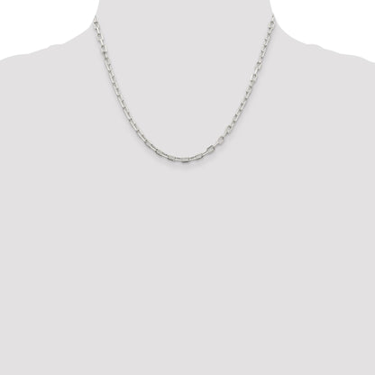 Sterling Silver 3.75mm Diamond-cut Long Link Cable Chain