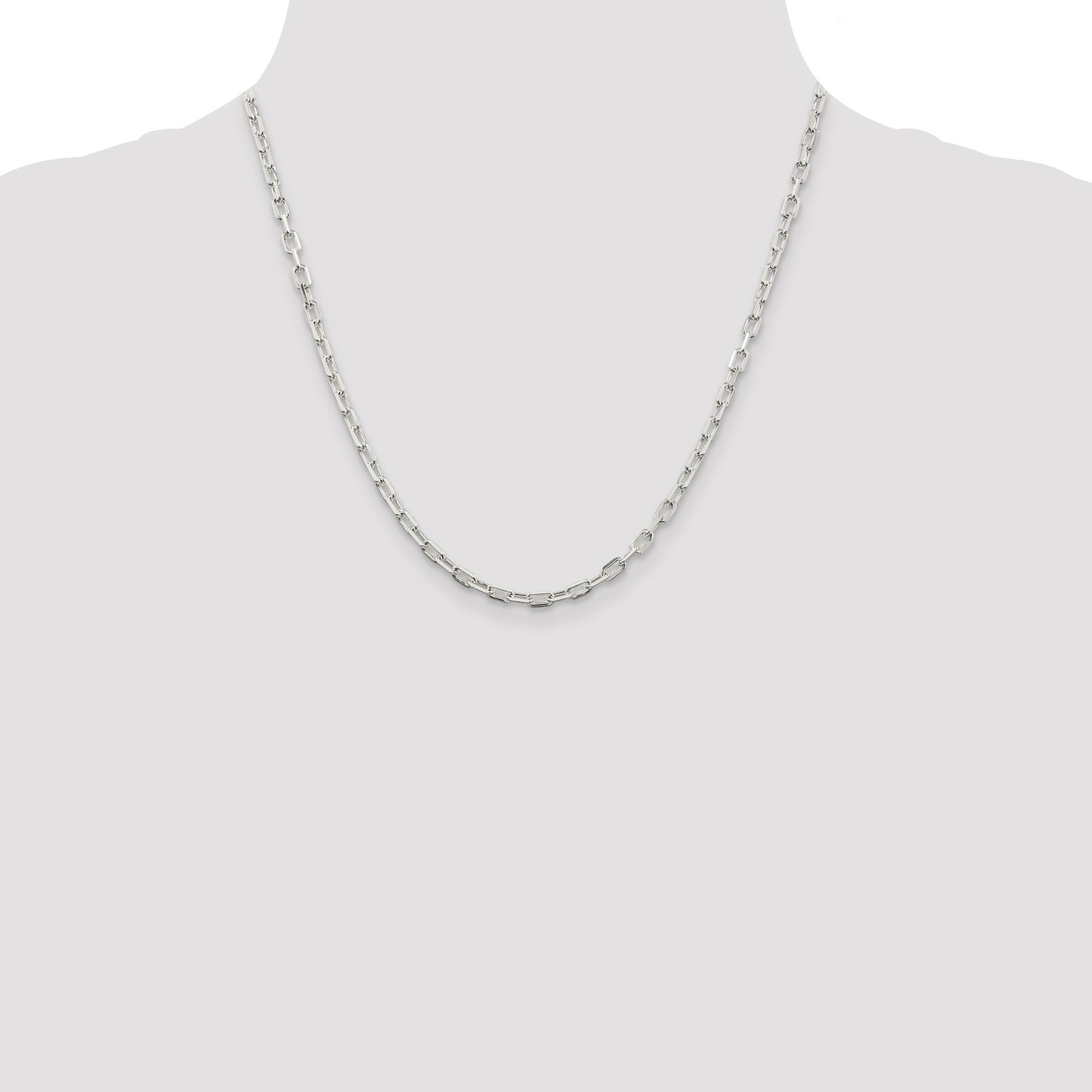 Sterling Silver 3.75mm Diamond-cut Long Link Cable Chain