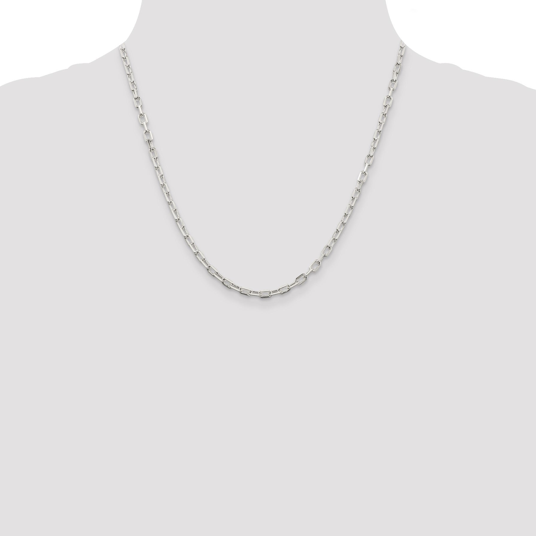 Sterling Silver 3.75mm Diamond-cut Long Link Cable Chain