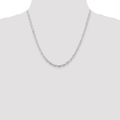 Sterling Silver 3.75mm Diamond-cut Long Link Cable Chain