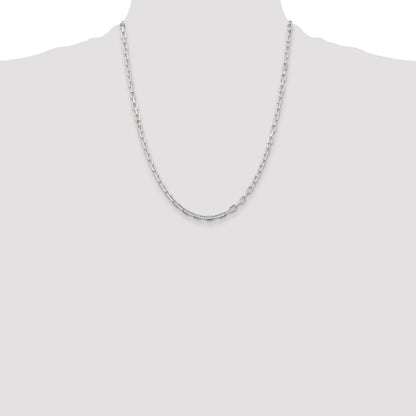 Sterling Silver 3.75mm Diamond-cut Long Link Cable Chain