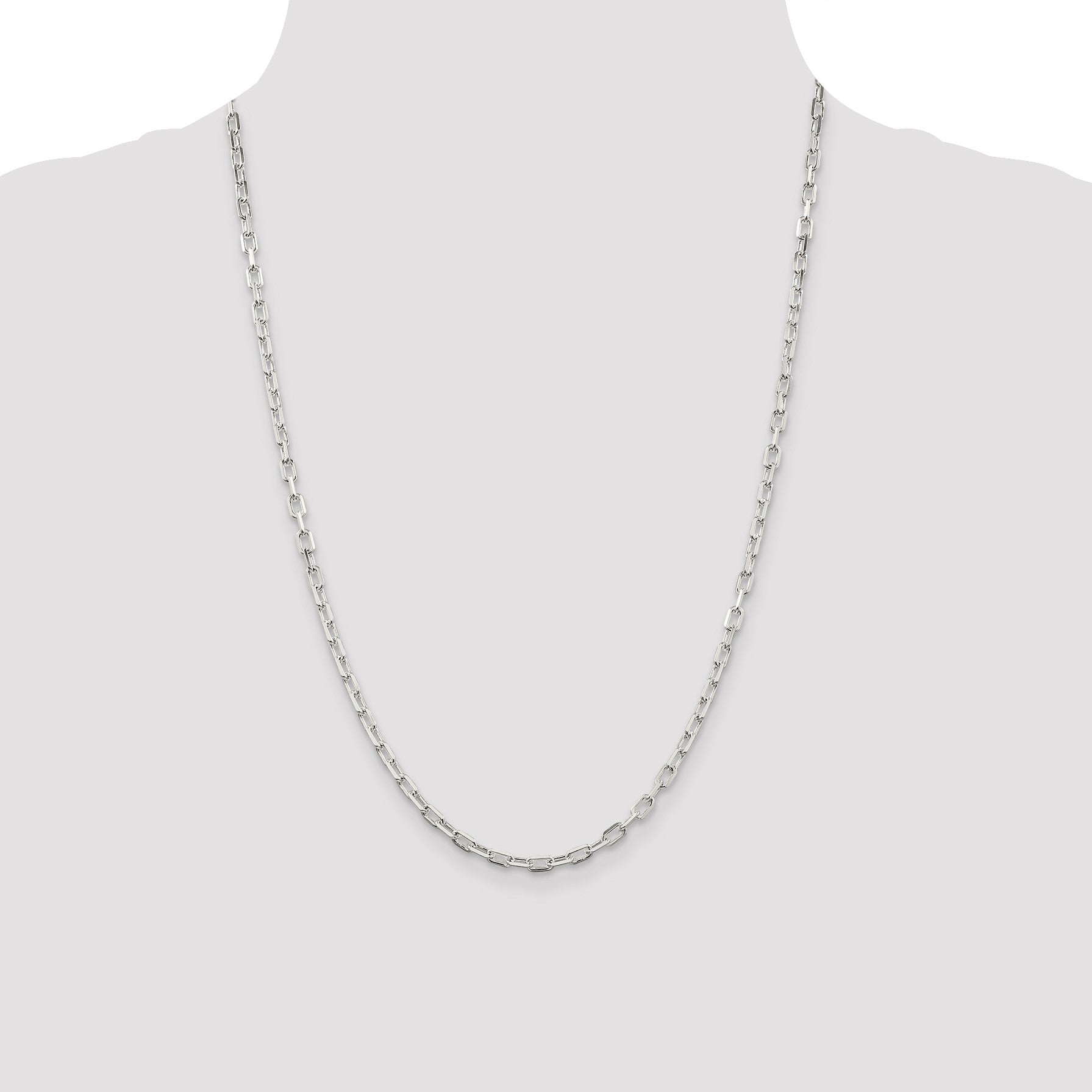 Sterling Silver 3.75mm Diamond-cut Long Link Cable Chain
