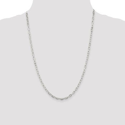 Sterling Silver 3.75mm Diamond-cut Long Link Cable Chain