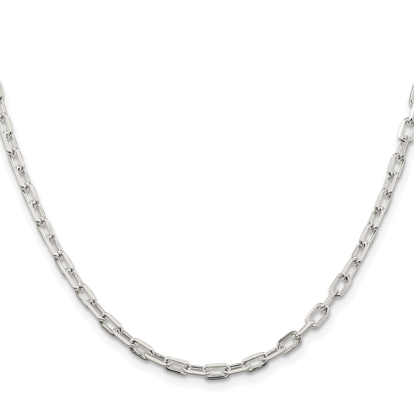 Sterling Silver Rhodium-plated 3.75mm Diamond-cut Long Link Cable Chain
