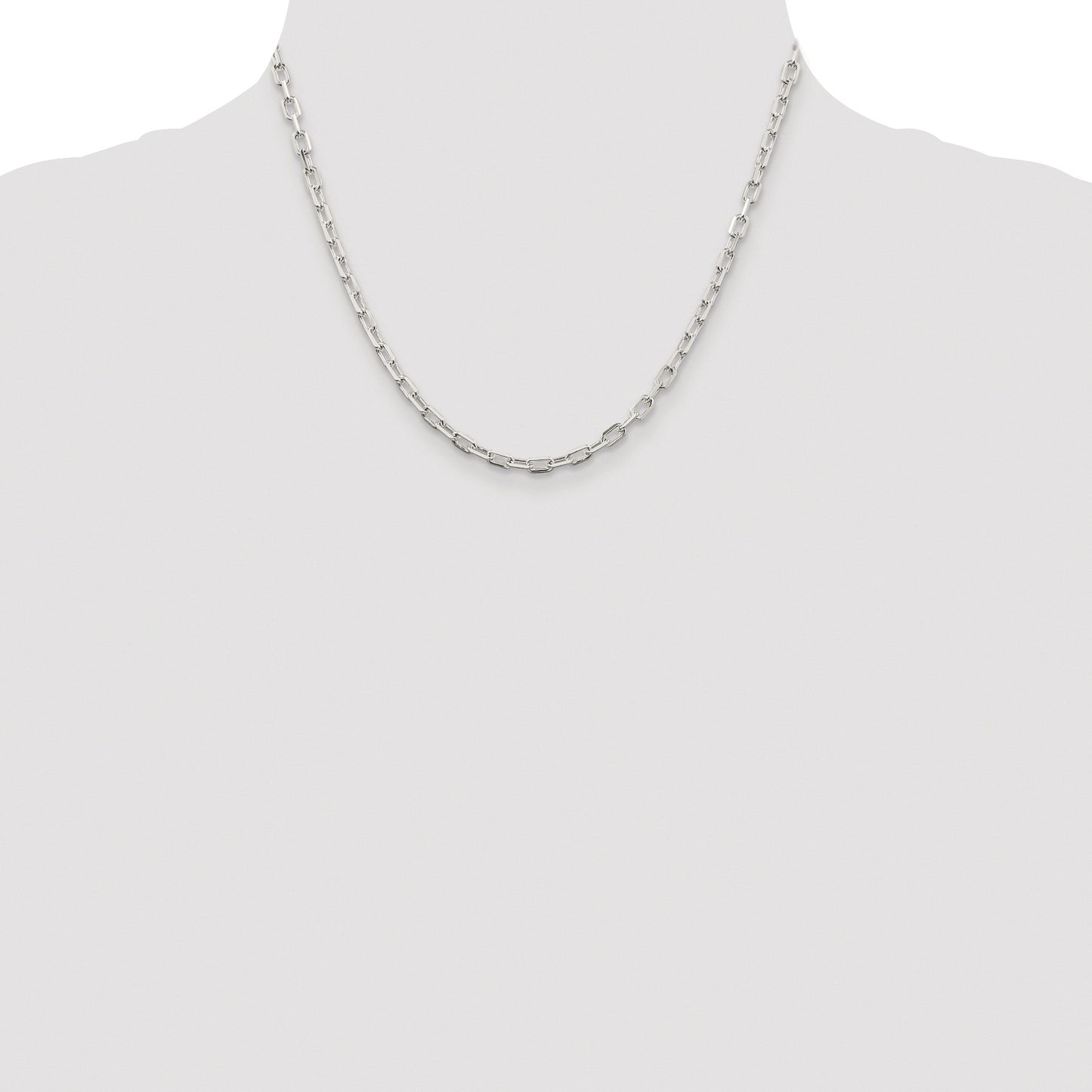 Sterling Silver Rhodium-plated 3.75mm Diamond-cut Long Link Cable Chain