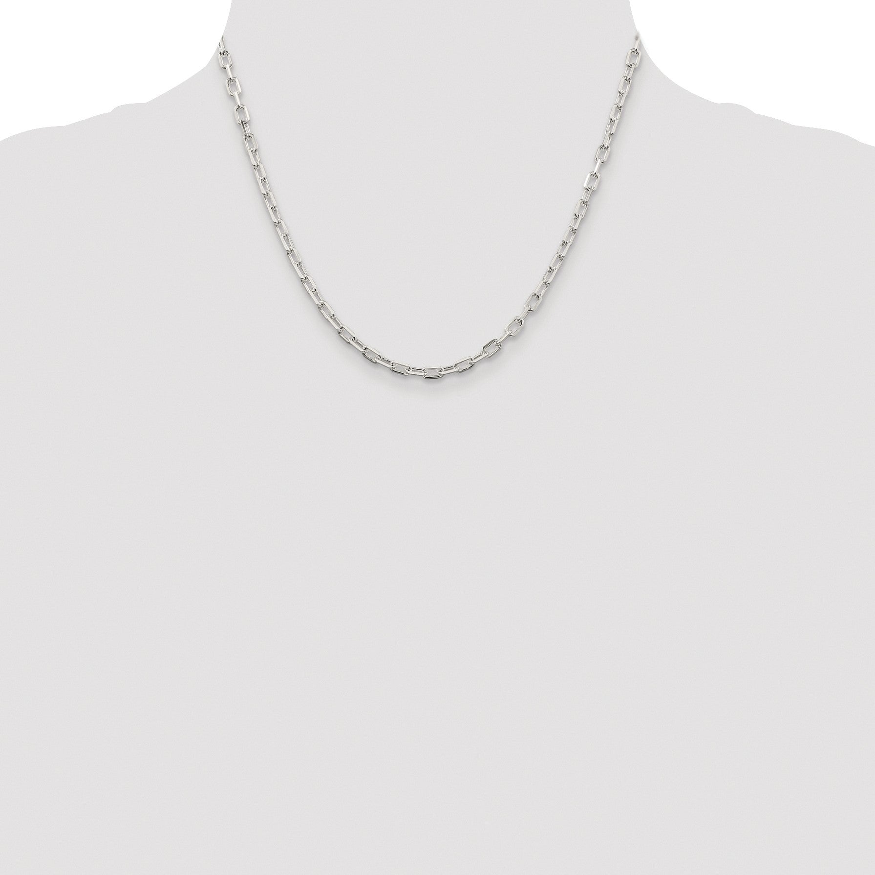 Sterling Silver Rhodium-plated 3.75mm Diamond-cut Long Link Cable Chain
